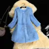 Kvinnors Fur Faux Hela Hud Naturliga kappor Ytterkläder Kvinnor O Neck Big Bottom Swing Real Jacket Plus Size M - 6xL 2021 Höst Vinter