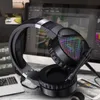 F16 Écouteurs étanches montés sur la tête Casque de jeu 7.1 canaux RVB Lumière LED Casque d'ordinateur lumineux Écouteur filaire Jack 3,5 mm Noir