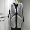 Faux Fur Kamizelka Kobiety Średniej Długość Jesień Zima Bez Rękawów Plus Rozmiar 2XL Kamizelka 210531