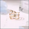 Band Rings Jewelry S842 Europe Fashion Hollowed Three Stars Moon Ring Rhinstone Opening Drop Delivery 2021 5Esyg