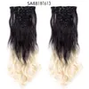 7 stks / set 130G Synthetische Clips Hair Extensions Pieces Ombre Curly Grote Golvende Hoge Temperatuurvezel voor Vrouwen