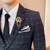 メンズスーツブレザースーツビジネスフォーマルウェアグルーミングウェディング韓国スリム格子縞イギリス風コート男性