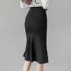 Kvinnors kjolar Fashion Plus Size Midi Elastic Bodycon Package Hip Kjol för Kvinnor Elegant Office Mermaid 210621