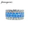 Chegada eternidade pedras completas dedo anéis para mulheres homens sólidos 925 esterlina prata aquamarine esmeralda gemstone anel cluster