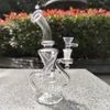 2021 Hookah Bong Glass Dab Rig Multi Color Clear Recyler Water Bongs Smoke Pipes 9 Inch Height 14.4mm Female Joint with Quartz Banger