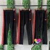 2021 Black Velvet Needles Pants Men Women High Quality Red Side Stripe Butterfly Embroidery Needles Track Pants Trousers X0628