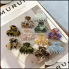 Clamps Hair Jewelry Yamog Korean Women Small Size Floral Girls Acetic Acid Scrunchies Ponytail Clip Geometric Mti Color Decoration Head Claw