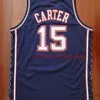 Maglia da basket Nc01 new north vince 15 jersey carter ritorno al passato ricamo rosso blu navy retro custom made doppia cucitura taglia grande S-5XL