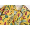 Vintage Boho Femme Chemises courtes Été Jaune Floral Femmes Blouses Twill Modèle Dames Mode Filles 210527