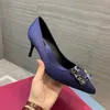 Neue Mode hochwertige Frauen formelle Schuhe Seiden Upper Gummi Sle Flat Sohle se hel 6,5 Zoll Igh Absatz Sexy spitze Sandalen mit Staubbeutel Hochzeit 35-40