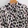 Women Summer Vintage Loose Dress Long Sleeve Buttons Leopard Print Sashes Bow Tie Female Elegant A-Line Dresses Vestidos 210513