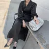 2021 Summer Evening Women's Mid-length DrPleated Lantern Sleeve Special Occasion Female DrSpring Korean Party Lady Robe X0529