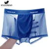 Man Boxer Panties Is Silk Mäns Underkläder Boxare Breathable Man Boxer Underbyxor Bekväm Mesh U Convex Pouch Shorts L-4XL H1214