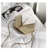 HBP Non-Brand Women's chic 2021 fashion Korean straw woven one shoulder tassel small square bag sport.0018
