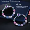 Wielofunkcyjny Cyrkonia Rainbow Color Big Circle Round Drop Kolczyki dla Kobiet Moda Czeski Biżuteria Cz738 210714