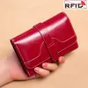 Mode féminine en cuir véritable court de haute qualité RFID anti-vol porte-carte porte-monnaie portefeuilles