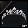 Clips Barrettes Sieraden Barokke prinses Crown Rhinestone Tiara Bruidaal Wedding Star Hoofdtooi Handgemaakte Crystal Hair Acce