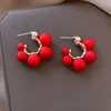 2021 New Classic Sexy Red Bead C-Shaped Dangle Charm Earrings For Woman Fashion Korean Jewelry Wedding Party Girl's Unusual Earring