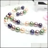Boucles d'oreilles collier ensembles de bijoux scintillants Mticolor couleur perles 8Mm bricolage faisant des perles verre coquille perle boucle d'oreille pour les femmes 18 pouces H85 goutte D
