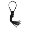Amorce Handmade стильный длинный кисточка выступление ожерелье черный резиновый нагрудник ожерелья для женщин кожа на шее ювелирные изделия оптом