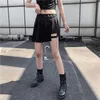 Темный повседневный сплошной цвет хип-хоп женщины юбка готическая мода Harajuku плед высокая талия A-Line сексуальный японский JK плиссированный 210608
