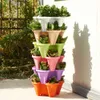 Plastic Stack-Up Type Stereoscopic Flowerpot Strawberry Plant Pot For Flower Vegetables Flowerpot Decoration Garden Planter Pot Q0811