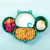 Baby Large Capacity Bowl Baby Silicone Divided Dinner Plates Children Cute Dinner Dishes Fork Spoons Tableware LB811 G1210
