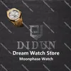 DIDUN Mens Watches Top Automatic Gear S3 Gold Watch Waterproof Moonphase Wristwatch Stainless Steel Bracelet224l