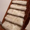 Personalizado de luxo falso lã fofo tapete da escada rotativa passo tapete corredor branco preto cinza pele macia decorativa carpets274i