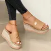 Sandals Litthing Summer Wedges Slippers Platform High Heel Women Slipper Ladies Outside Shoes Basic Clog Wedge Flip Flop