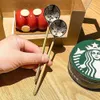300pcs Starbucks Design Cuillères en métal 15 * 3.3cm Acier inoxydable Outils de boire à boire Coiffe Lait de café Petite dessert ronde Mélanger des cuillères à fruits DHL