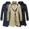 Męskie okopy płaszcze biznesowe wiatrówki 2021 Koreański styl szczupły mody mody Trend płaszcz kurtki średniej długości Wysoka jakość