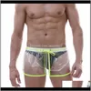 Marca Sexy Underwear Boxers Transparentes Troncos À Prova D 'Água Homens Boxer Gay cueca Sleepwear Shorts Tamanho XL QPSRH Q6PH4