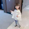White Solid Color Kids Casual Children's Blouse Spring Autumn Clothes For Girls 210412