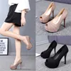 Tunna höga klackar Kvinnor Sandaler Mode Peep Toe Platform Heels Casual Fish Mouth Solid Ladies Stiletto Kvinnor Skor Talons Hauts Y0721