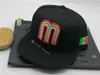 Topp Mexiko monterade mössor Letter M Hip Hop Size Hats Baseball Caps Vuxen Flat Peak For Men Women Full Closed4151527
