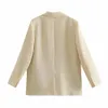 Kadın Moda Ofis Düz Blazer Cepli Ceket Retro Uzun Kollu Kadın Giyim Şık Tek Göğüslü Blazer Tops 210510