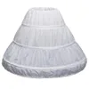 Vita barn Petticoat A-Line 3 Hoops One Layer Kids Crinoline Lace Trim Flower Girl Dress Underskirt Elastic Midje Drawstring