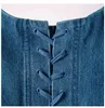 Vår och sommar mode Casual Mångsidig Topp Kvinnors Design Zipper Cross Lacing Suspender Denim Tide Sh443 210421