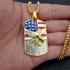 HIPHOP американский флаг орел подвеска 4 размера цепь из нержавеющей стали военный солдат мужское ожерелье золотое шею ювелирные изделия