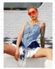 Summer Fashion Tanks Design Sense Spell Colour Cowboy Condole Belt per mostrare la vita sottile canotta femminile marea