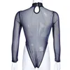 Moda Shining Uzun Kollu Bodysuit Örgü Fishnet Tulum Kadınlar Goth Gotik Seksi Vücut Femme Gömlek Üst Şeffaf Bluz Yeni Y0927