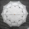 Umbrellas Household Sundries Home & Garden Sun Umbrella Cotton Embroidery Bridal White Ivory Lace Parasol Decorative For Wedding Drop Delive