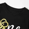 Zomer Bee Print Black T-shirts voor moeder en mij 210528