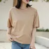 Women's T-skjortor T-shirt Plain 2022 Kvinnor Kort￤rmad rund hals Simple Wearing Thin Design Ladies Fashion Ol Pending Loose Tee Tops