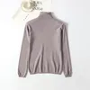 Maglione piatto tinta unita con risvolto alto Donna Autunno Inverno Slim Bottoming Pullover sottile lavorato a maglia Top Donna per la moda 210520