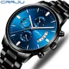 Mens Watch CRRJU Aço Inoxidável Moda Relógio de Relógio de Relógio para Homens Top Marca Data de Luxo Quartz Relógios Militares 3ATM Relogio Masculino 210517