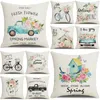 Nordic linen pillow case custom letter flower sofa cushion cover office cushions pillowcases for Hotel home house Bed Decoration