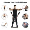 11pcs / Set bandes de résistance en latex Set exercice Yoga Tube Pull corde Fitness Sport bandes élastiques en caoutchouc entraînement de force musculaire H1026