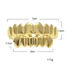 Conjunto de dentes Gold Grillz masculino Moda Hip Hop Jóias Alta qualidade Oito 8 dentes superiores Seis 6 grelhas inferiores